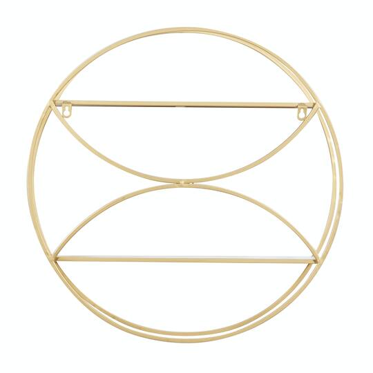 CosmoLiving by Cosmopolitan Gold Metal Contemporary Wall Shelf, 22" x 22" x 7"